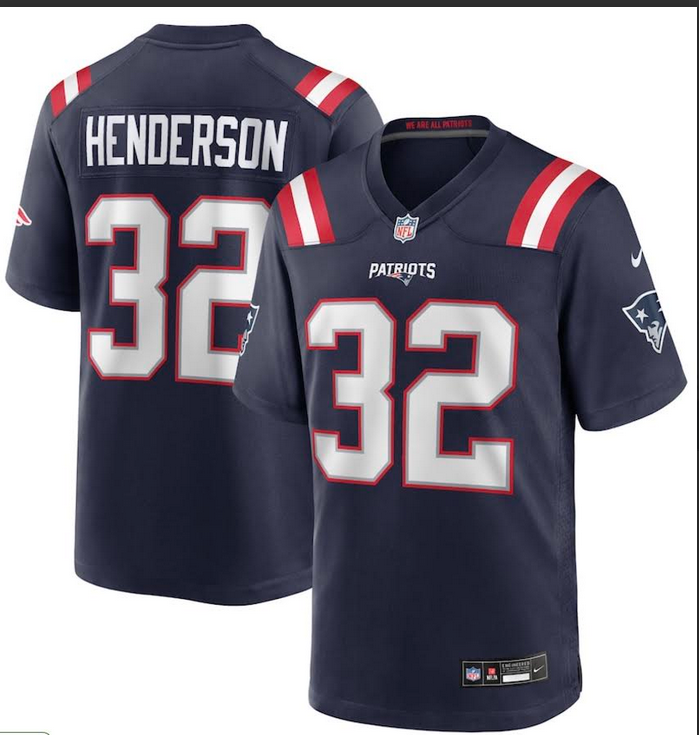 Men New England Patriots #32 Henderson blue Nike NFL 2025 jersey->new england patriots->NFL Jersey